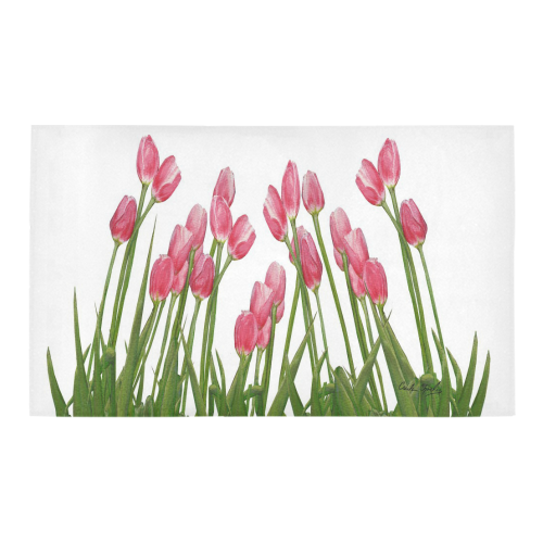 Pink Tulip Field by Cecile Grace Charles Azalea Doormat 30" x 18" (Sponge Material)
