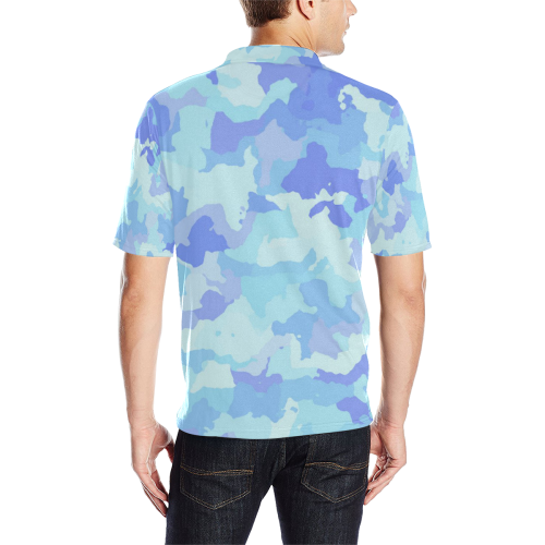 camouflage , aqua Men's All Over Print Polo Shirt (Model T55)
