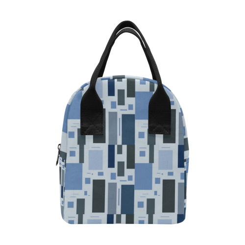 Abstract Blue Squares Zipper Lunch Bag (Model 1689)