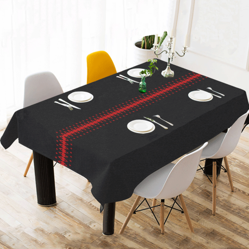 Black and Red Playing Card Shapes Cotton Linen Tablecloth 60"x 104"