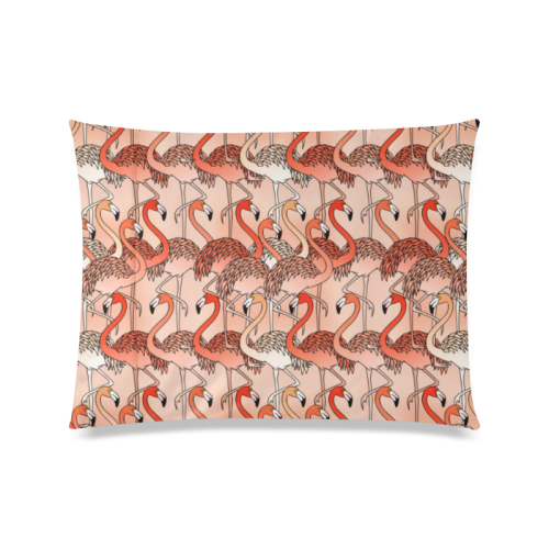 Living Coral Color Flamingos Custom Zippered Pillow Case 20"x26"(Twin Sides)