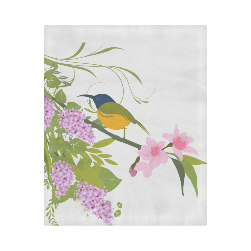 Long Beaked Bird in Flowers Duvet Cover 86"x70" ( All-over-print)