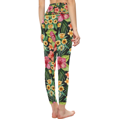 Awesome Tropical Hibiscus Women's All Over Print High-Waisted Leggings (Model L36)