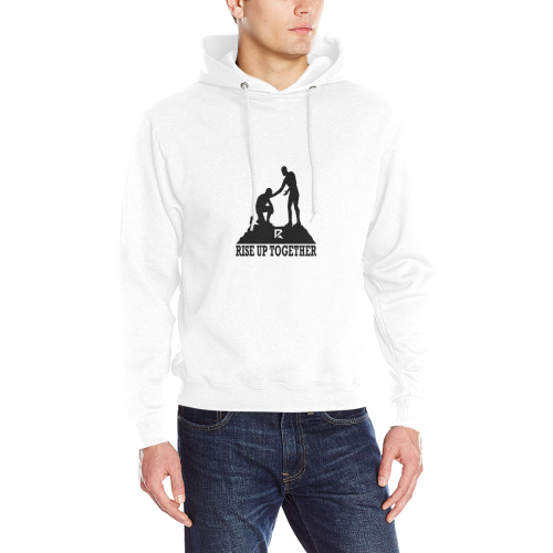 Rise Up Together Men's Classic Hoodie (Black & White) Men's Classic Hoodie (Model H17)