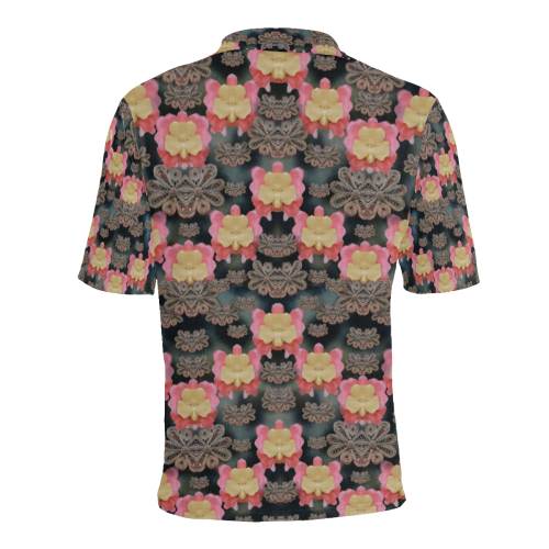 Heavy Metal meets power of the big flower Men's All Over Print Polo Shirt (Model T55)