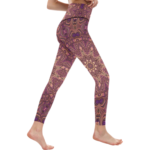 Pastel Satin Ribbons Fractal Mandala 2 Women's All Over Print High-Waisted Leggings (Model L36)