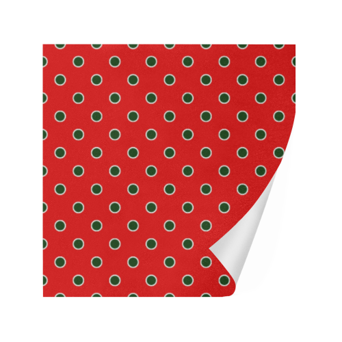 Green Polka Dots on Red Gift Wrapping Paper 58"x 23" (3 Rolls)