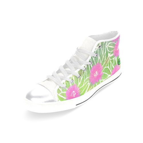 Pink Ice Plant Flowers. Inspired by California. Women's Classic High Top Canvas Shoes (Model 017)