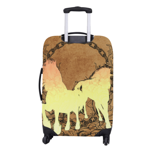 Beautiful horse silhouette in yellow colors Luggage Cover/Medium 22"-25"