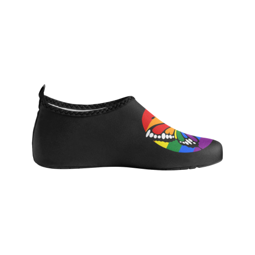 Dot Rainbow Flag Stripes Butterfly Silhouette Women's Slip-On Water Shoes (Model 056)
