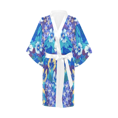 Vintage Floral Pansy Kimono Robe