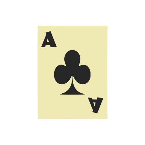 Playing Card Ace of Clubs on Yellow Photo Panel for Tabletop Display 6"x8"