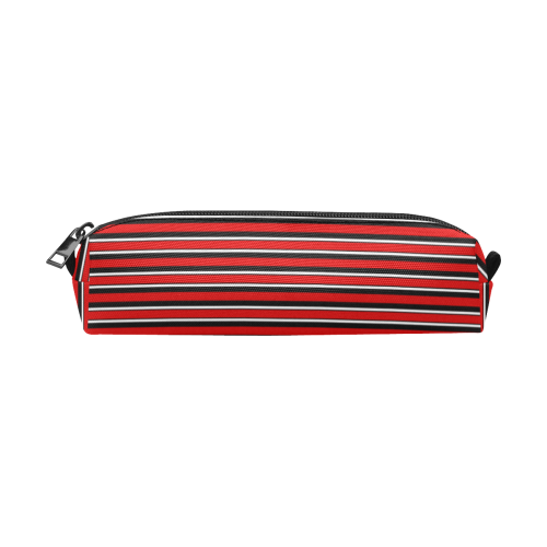 Stripes Black, Red and White Pencil Pouch/Small (Model 1681)