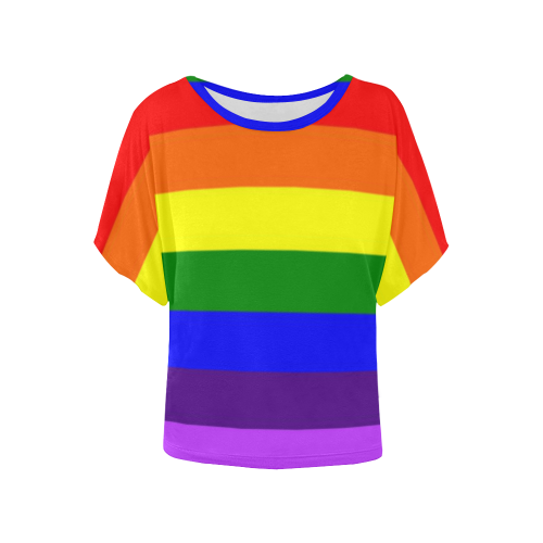 Rainbow Flag (Gay Pride - LGBTQIA+) Women's Batwing-Sleeved Blouse T shirt (Model T44)