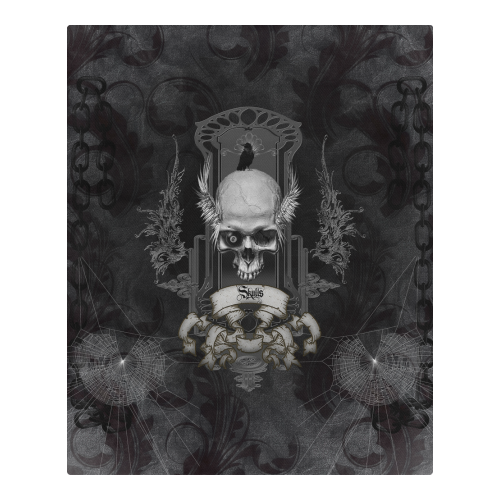 Skull with crow in black and white 3-Piece Bedding Set
