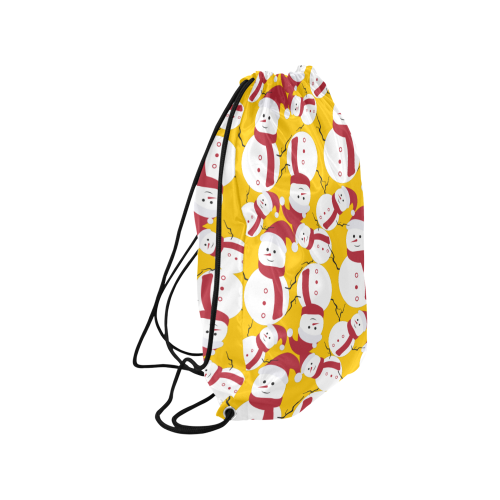 Snowman YELLOW Medium Drawstring Bag Model 1604 (Twin Sides) 13.8"(W) * 18.1"(H)