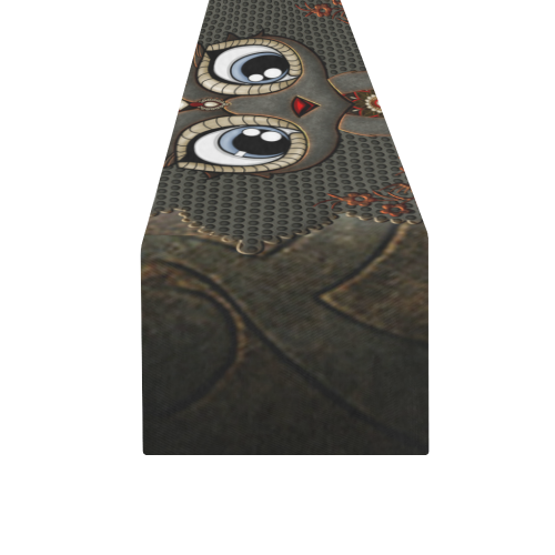 Funny steampunk owl Table Runner 16x72 inch