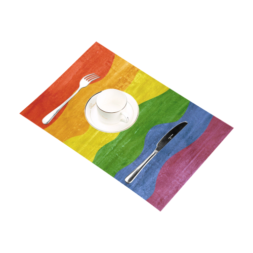 Gay Pride - Rainbow Flag Waves Stripes 3 Placemat 12''x18''