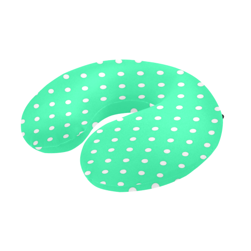 Mint Green White Dots U-Shape Travel Pillow