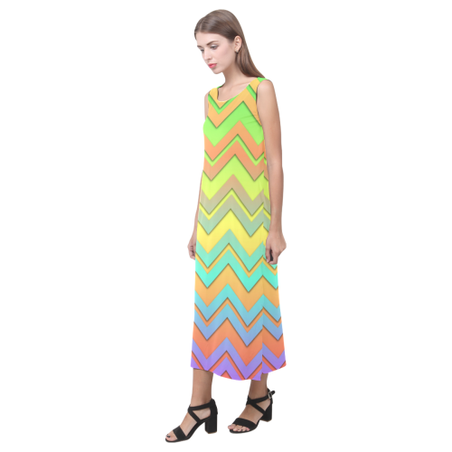 Summer Chevrons Phaedra Sleeveless Open Fork Long Dress (Model D08)