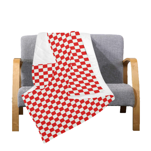 Bright Red Gingham Quilt 50"x60"