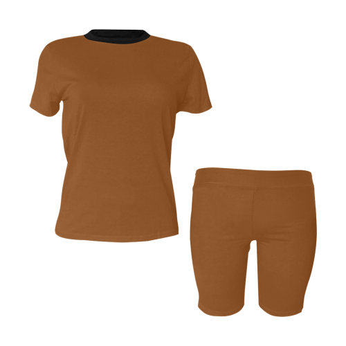 color saddle brown Women's Short Yoga Set