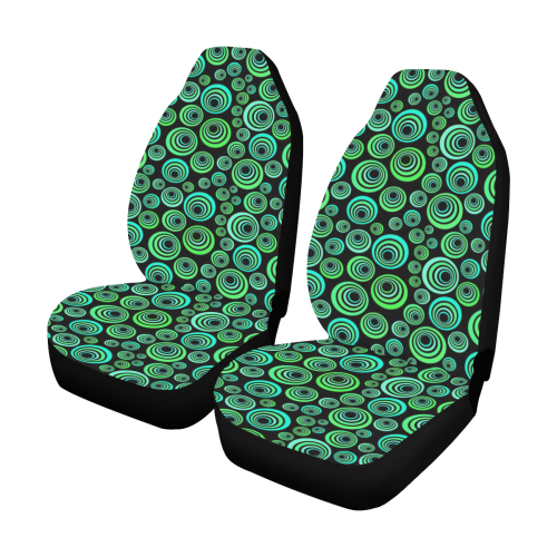 Crazy Fun Neon Blue & Green retro pattern Car Seat Covers (Set of 2)