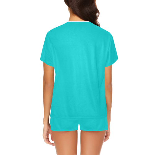 color dark turquoise Women's Short Pajama Set