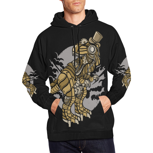 Retro Futurism Steampunk Electic World Dinosaur 2 All Over Print Hoodie for Men (USA Size) (Model H13)