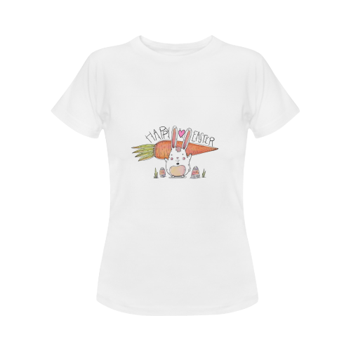 Cute Bunny With Easter Eggs Women's T-Shirt in USA Size (Front Printing Only)