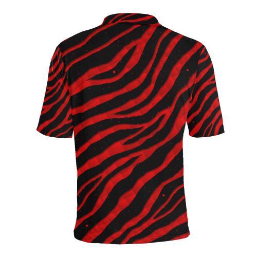 Ripped SpaceTime Stripes - Red Men's All Over Print Polo Shirt (Model T55)