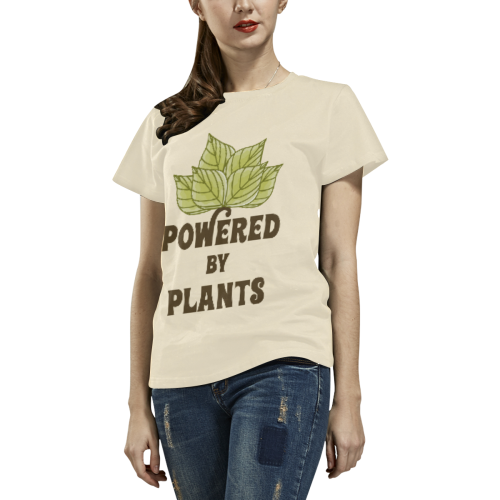 Powered by Plants (vegan) All Over Print T-shirt for Women/Large Size (USA Size) (Model T40)