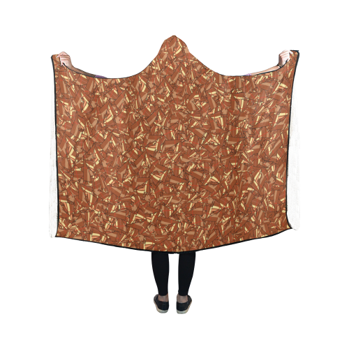 Chocolate Brown Sienna Abstract Hooded Blanket 50''x40''
