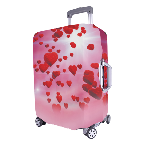 pink hearts in love in heaven Luggage Cover/Large 26"-28"