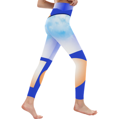 Blue & Orange Women's All Over Print High-Waisted Leggings (Model L36)