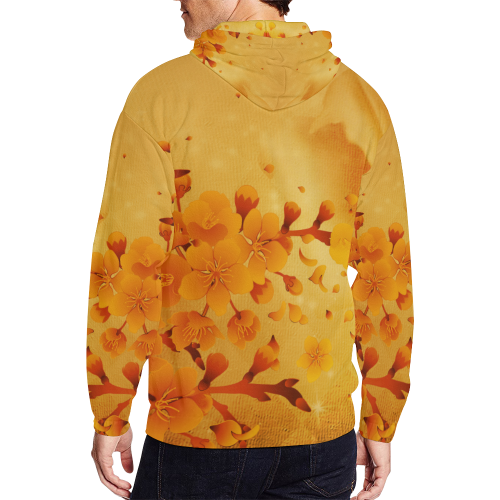 Floral design, soft colors All Over Print Full Zip Hoodie for Men/Large Size (Model H14)