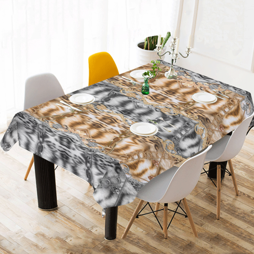 Luxury Abstract Design Cotton Linen Tablecloth 60"x120"