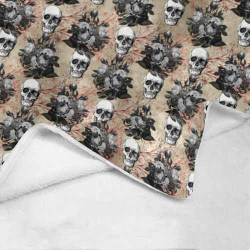 Gothic Skull with Dark Roses Ultra-Soft Micro Fleece Blanket 60"x80"
