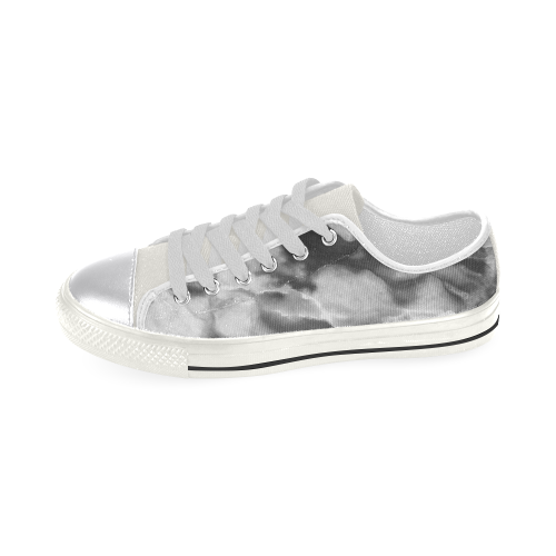 Marble Black and White Pattern Women's Classic Canvas Shoes (Model 018)