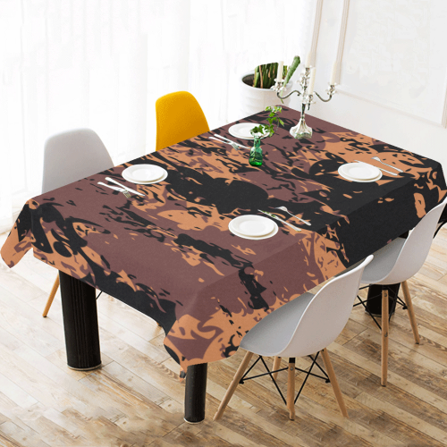 Fired Brick & Amberglow Cotton Linen Tablecloth 60"x120"