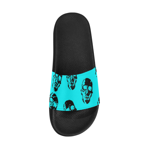 hot skulls, aqua by JamColors Men's Slide Sandals (Model 057)