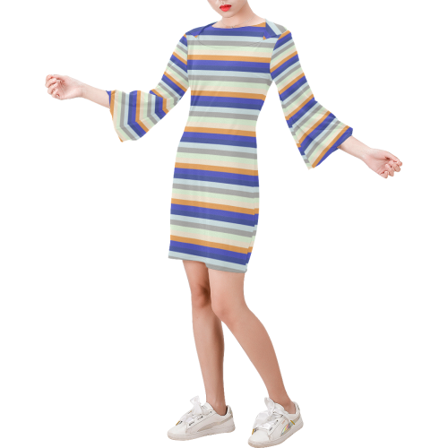 Fun Stripes 3 Bell Sleeve Dress (Model D52)