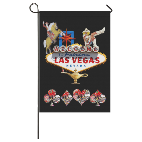 Las Vegas Sign and Playing Card Shapes Garden Flag 28''x40'' （Without Flagpole）