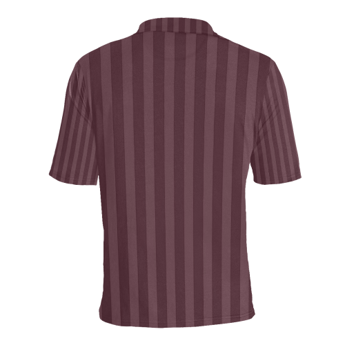 Maroon Stripes Men's All Over Print Polo Shirt (Model T55)