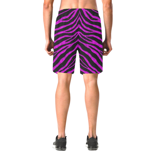 Ripped SpaceTime Stripes - Pink Men's All Over Print Elastic Beach Shorts (Model L20)