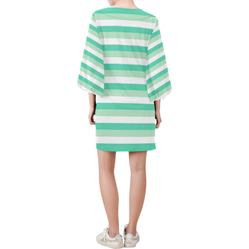 Mint Stripes Bell Sleeve Dress (Model D52)