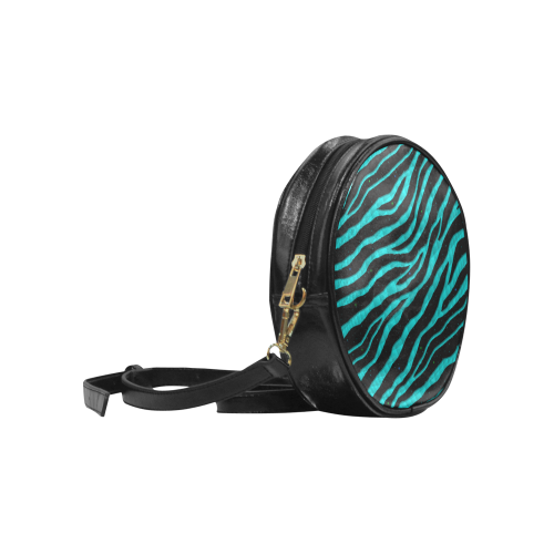 Ripped SpaceTime Stripes - Cyan Round Sling Bag (Model 1647)