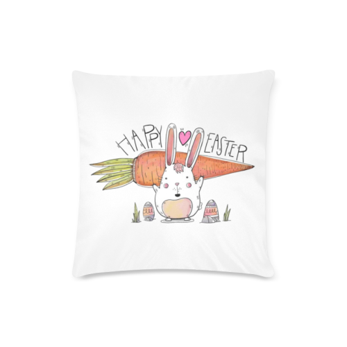 Cute Bunny With Easter Eggs Custom Zippered Pillow Case 16"x16"(Twin Sides)