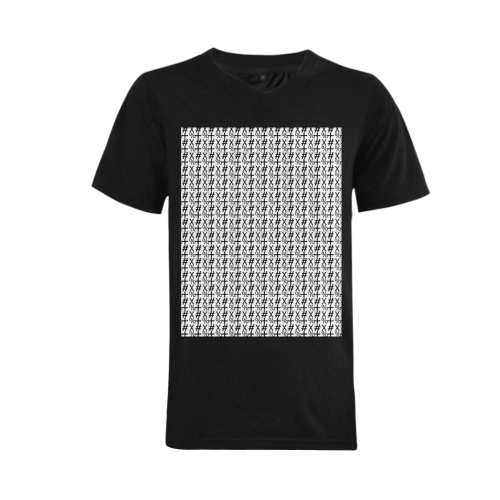 NUMBERS Collection Symbols White/Black Men's V-Neck T-shirt (USA Size) (Model T10)