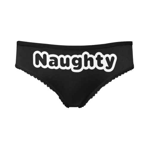 Naughty Front White And Black Women's All Over Print Girl Briefs (Model L14)